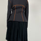 Blazer strutturato con profili in pelle arancione