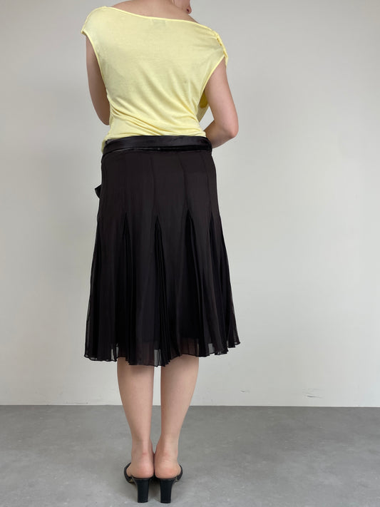 Gonna vintage in seta marrone