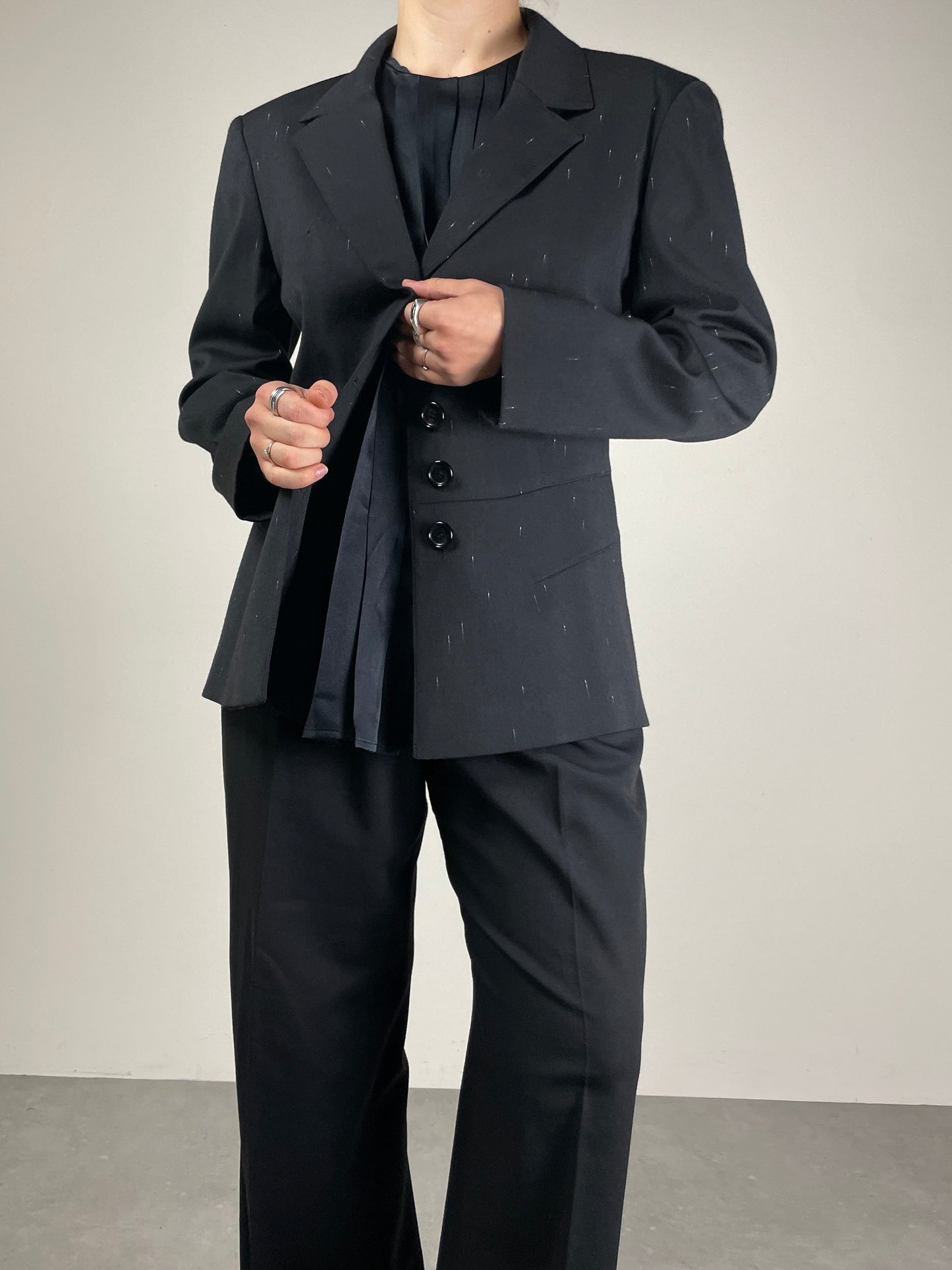 Blazer vintage in misto lana gessato