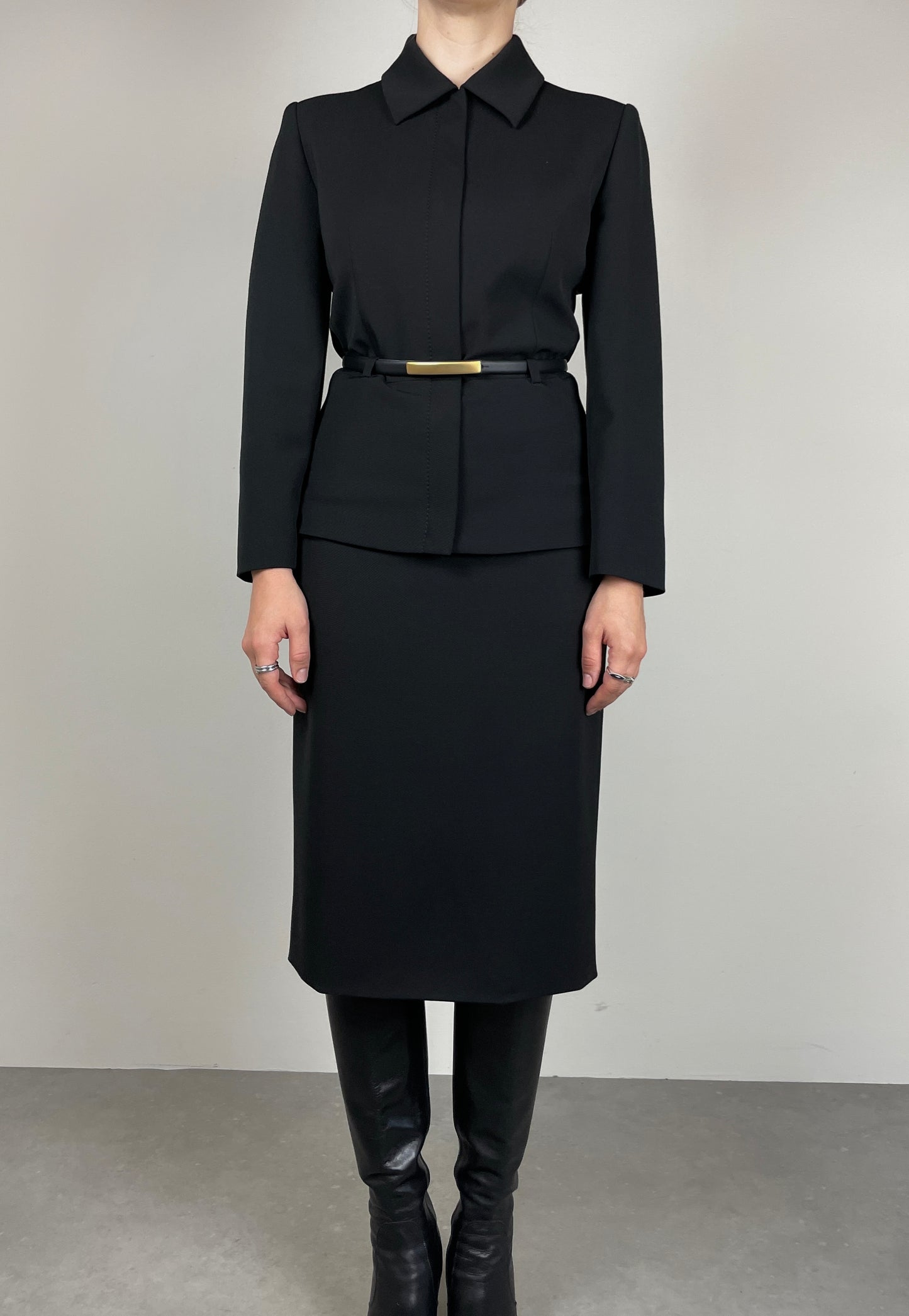 Made in Italy black skirt suit