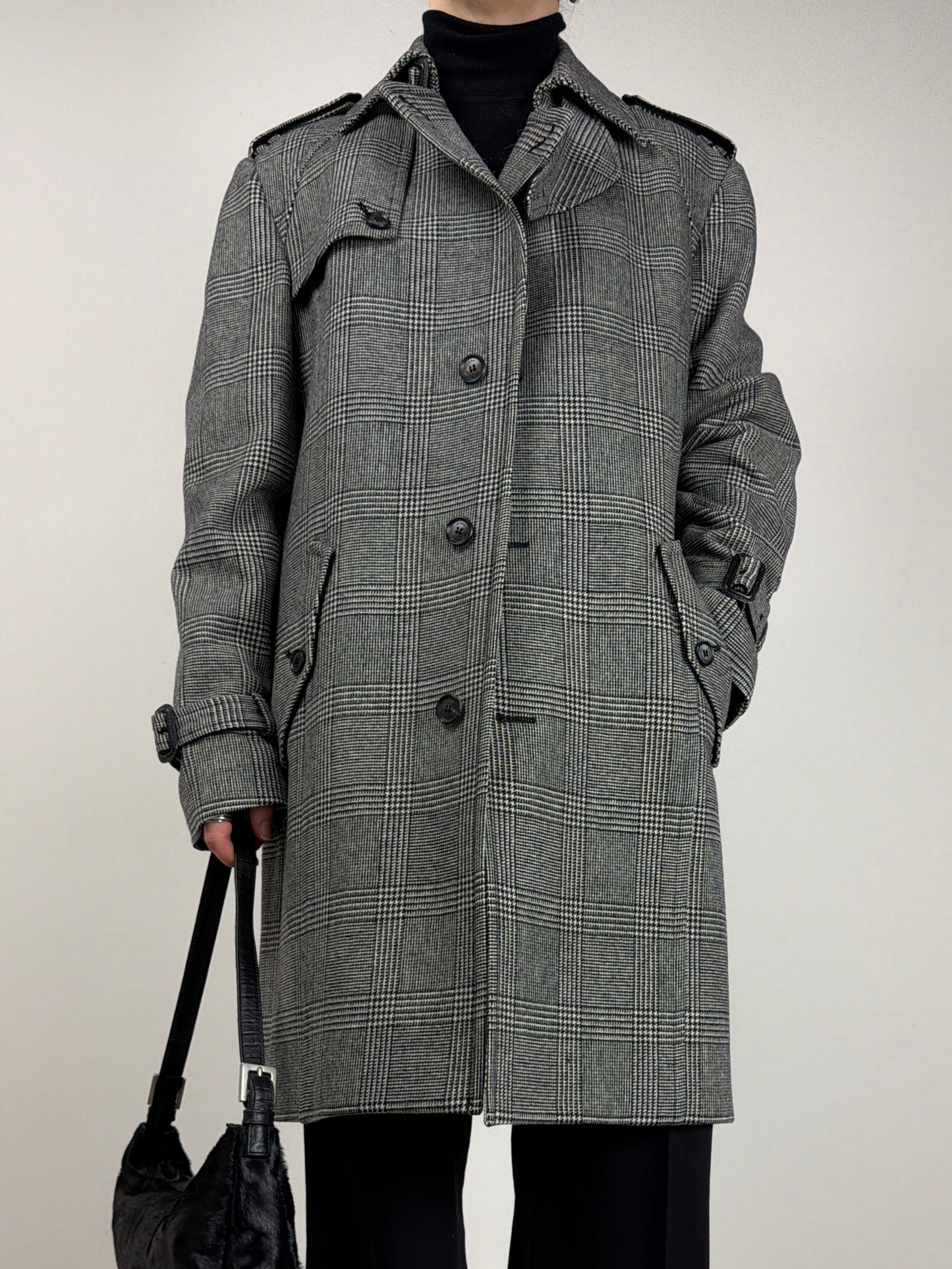 Paco Rabanne cappotto in lana a fantasia principe di Galles