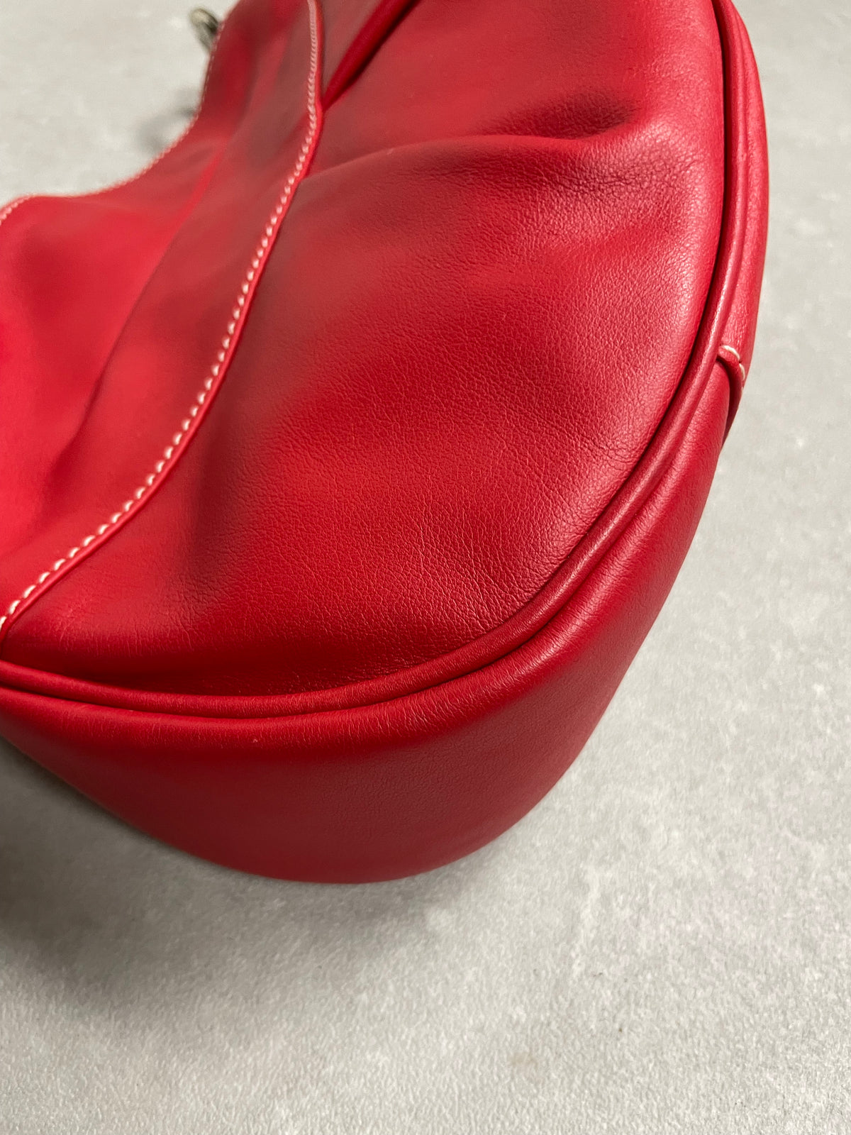 Borsa baguette in vera pelle rossa