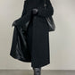 Cappotto nero in lana, angora e cashmere