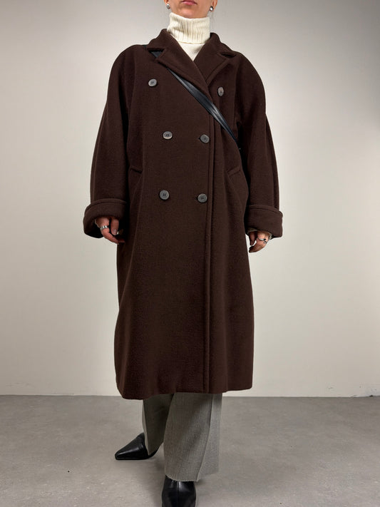 MARELLA cappotto in lana e cashmere color cioccolato