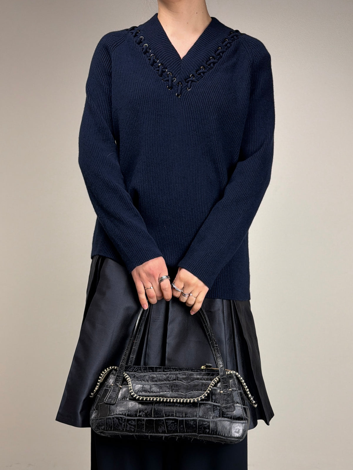 Maglione in lana e cashmere con intrecci