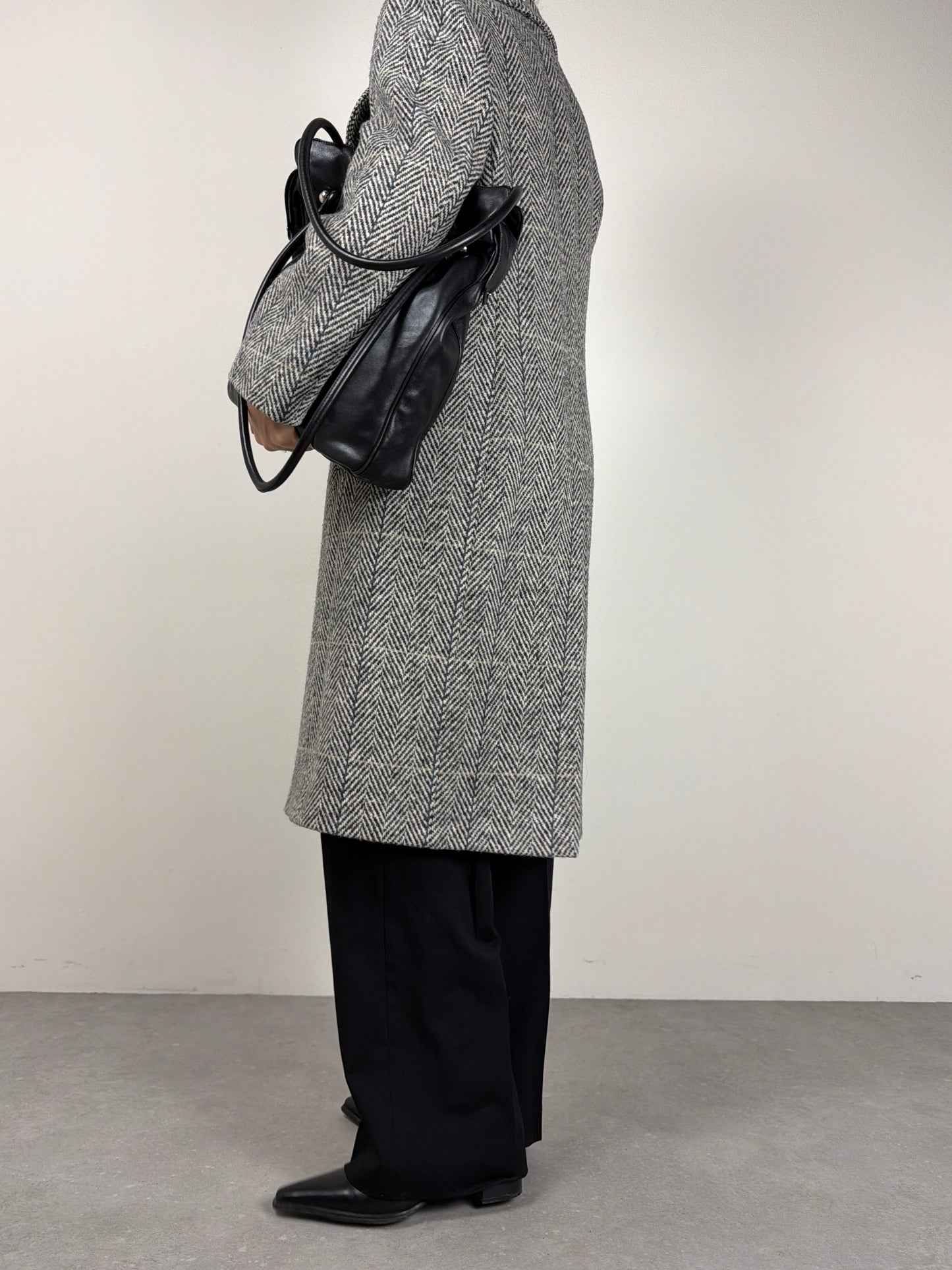 Cappotto vintage in 100% lana fantasia spigata