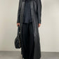 Trench lungo in vera pelle nero