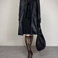 Trench vintage in vera pelle a doppiopetto