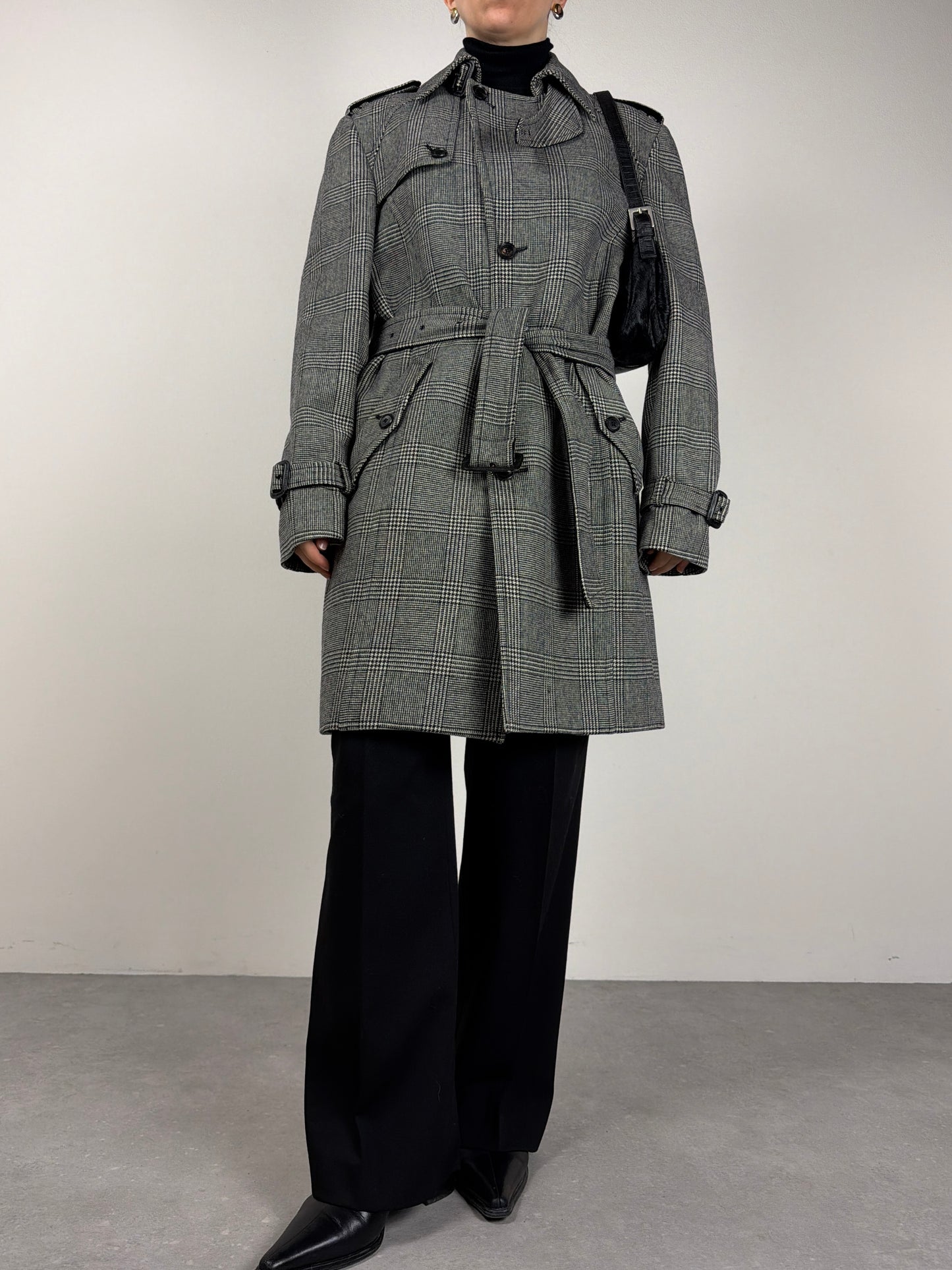 Paco Rabanne cappotto in lana a fantasia principe di Galles