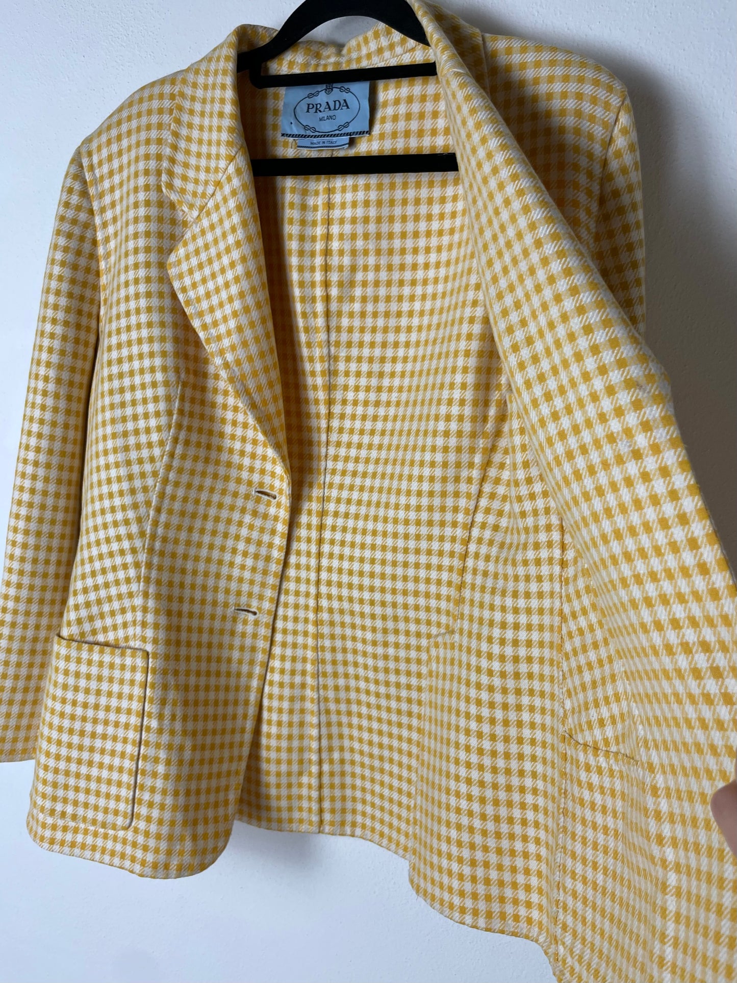 PRADA blazer vintage a quadretti in lana e seta