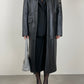 Leather long trench coat