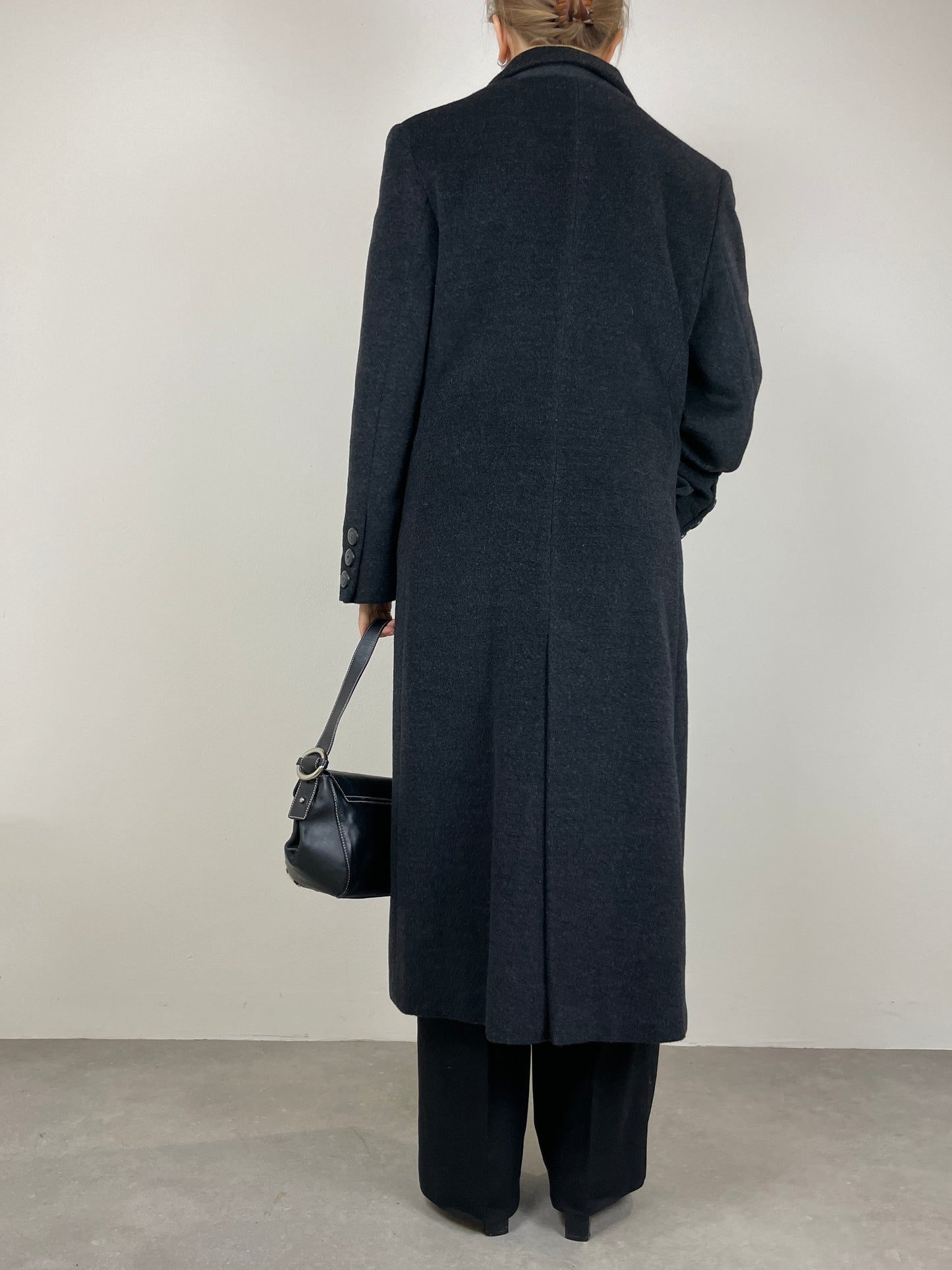 Cappotto lungo in pura lana color grigio