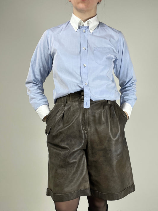 Camicia in cotone azzurro con collo e polsini bianchi by Junya Watanabe Comme des Garçons