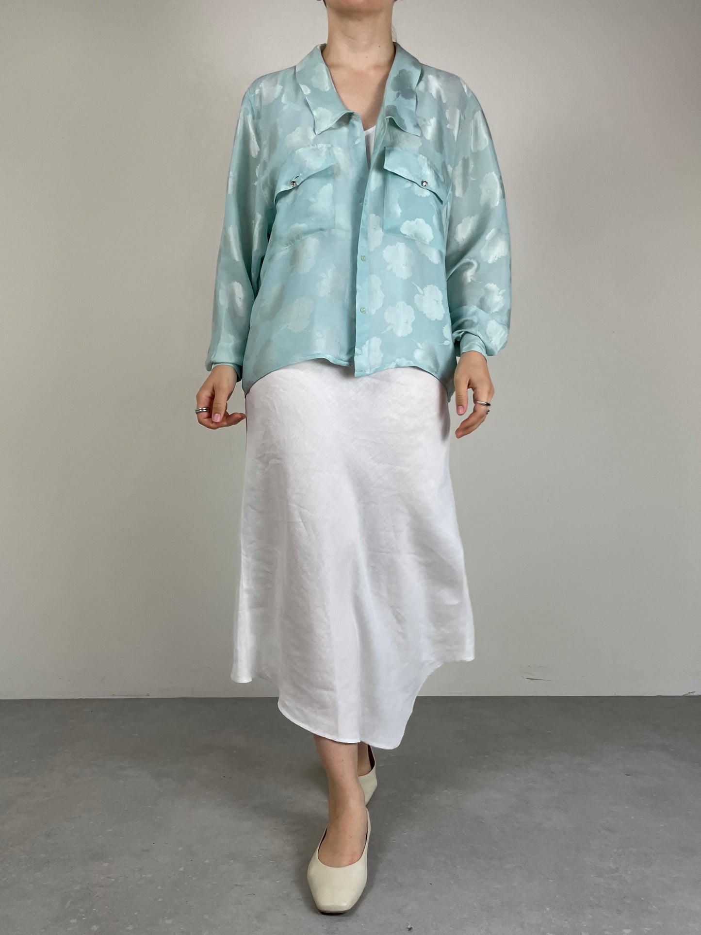 Blusa vintage in seta jacquard