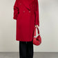 Cappotto rosso in lana, angora e cashmere
