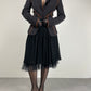 Blazer strutturato con profili in pelle arancione