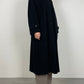 Long black wool coat with belt