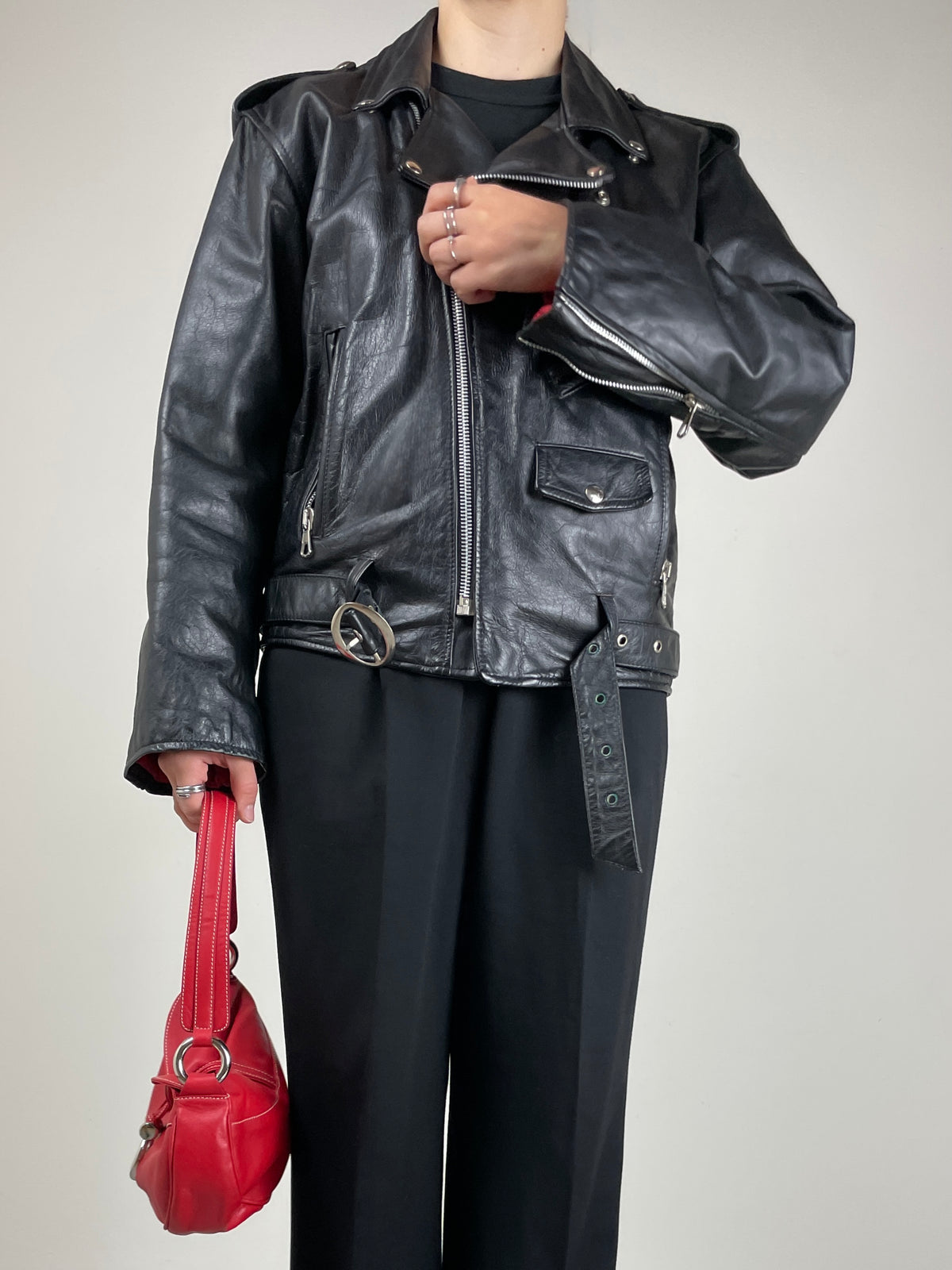 Chiodo vintage in vera pelle