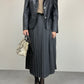 Blazer in vera pelle blu notte con bottoni in madreperla