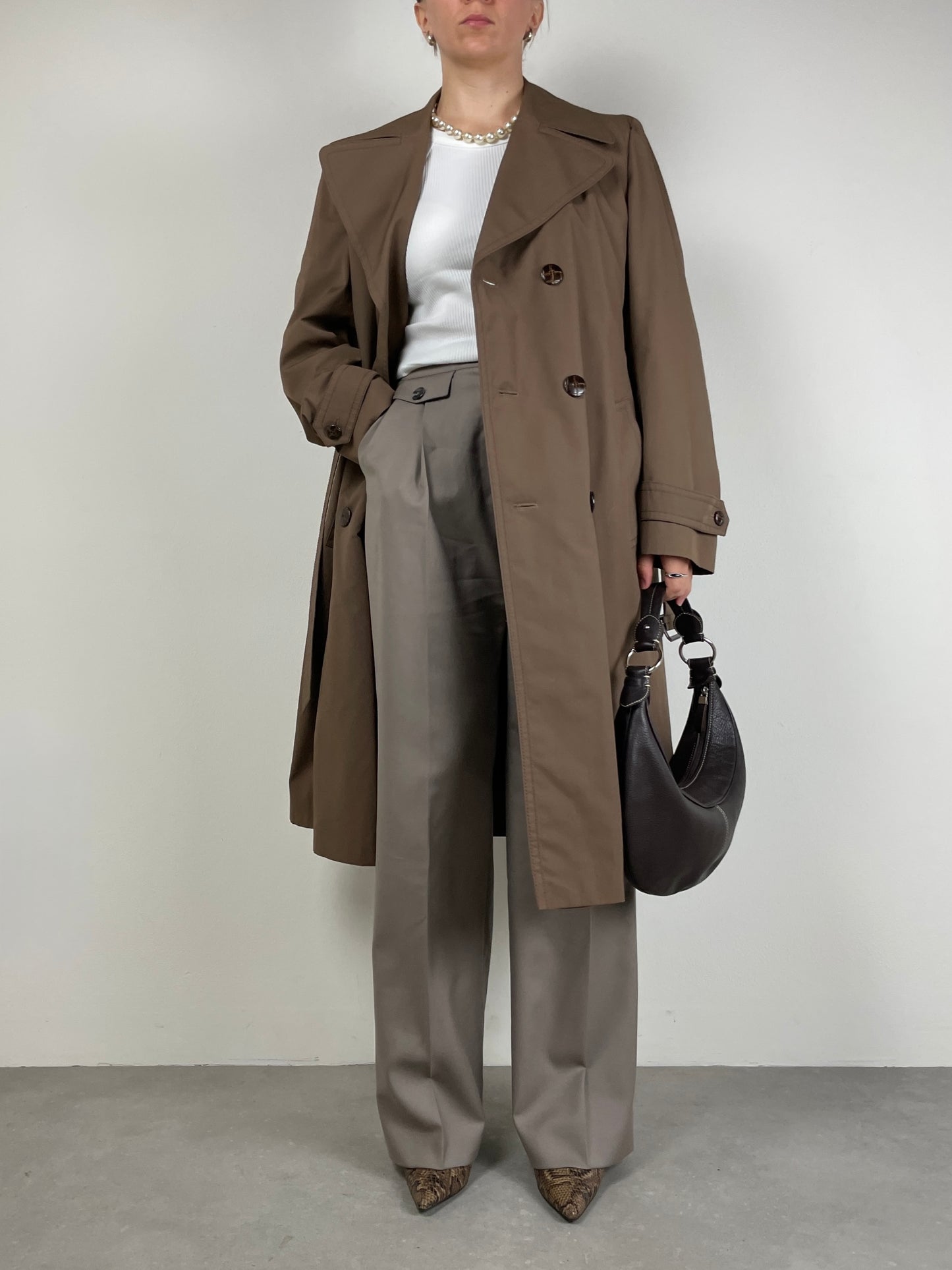 Trench vintage con gilet in finta pelliccia rimovibile