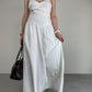 Abito lungo bustier con inserti in seta