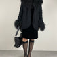 GENNY cardigan in misto mohair e seta con pelliccia Mongolia