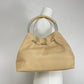 Borsa in vera pelle con manici in metallo