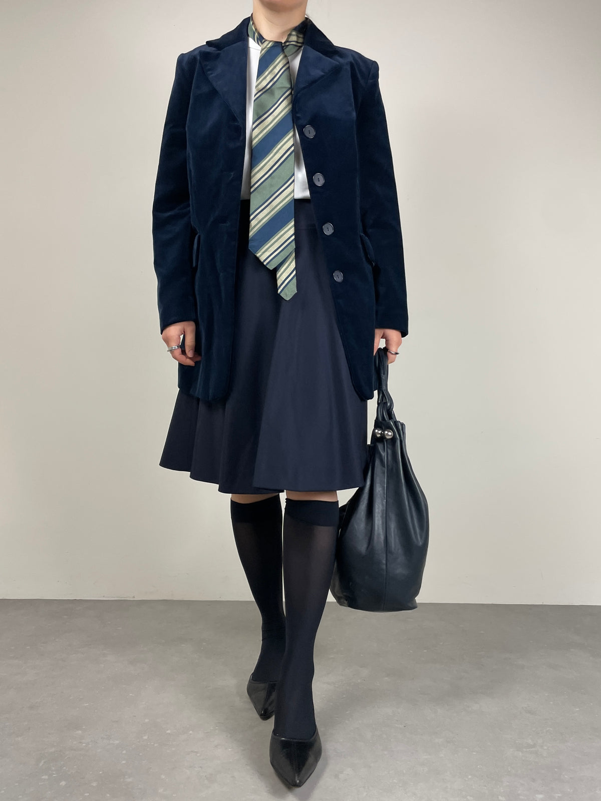 Blazer in velluto di cotone blu notte