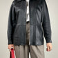 Giacca minimal in vera pelle nera
