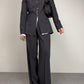 Completo vintage minimal in fresco di lana grigio salvia