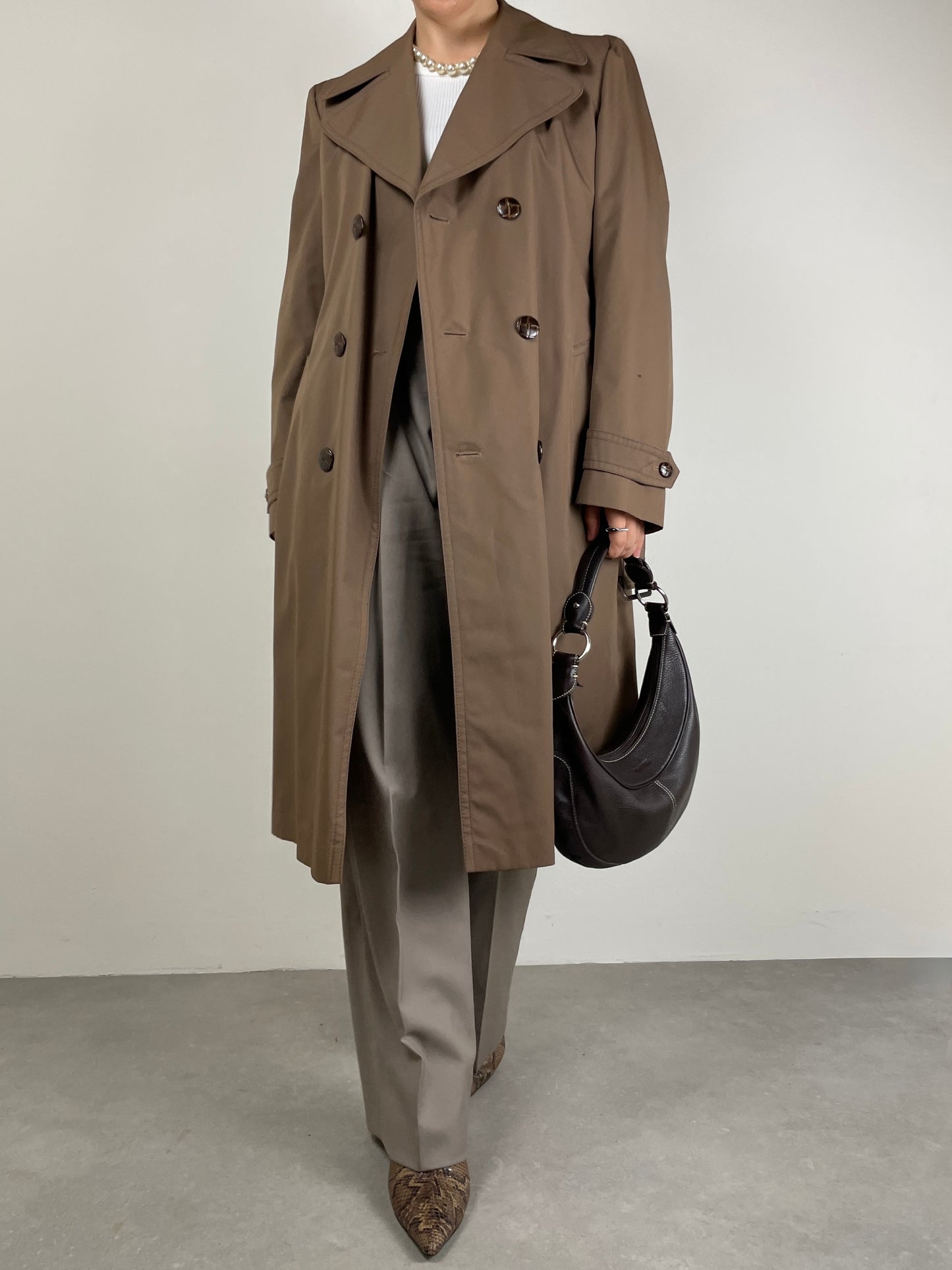 Trench vintage con gilet in finta pelliccia rimovibile