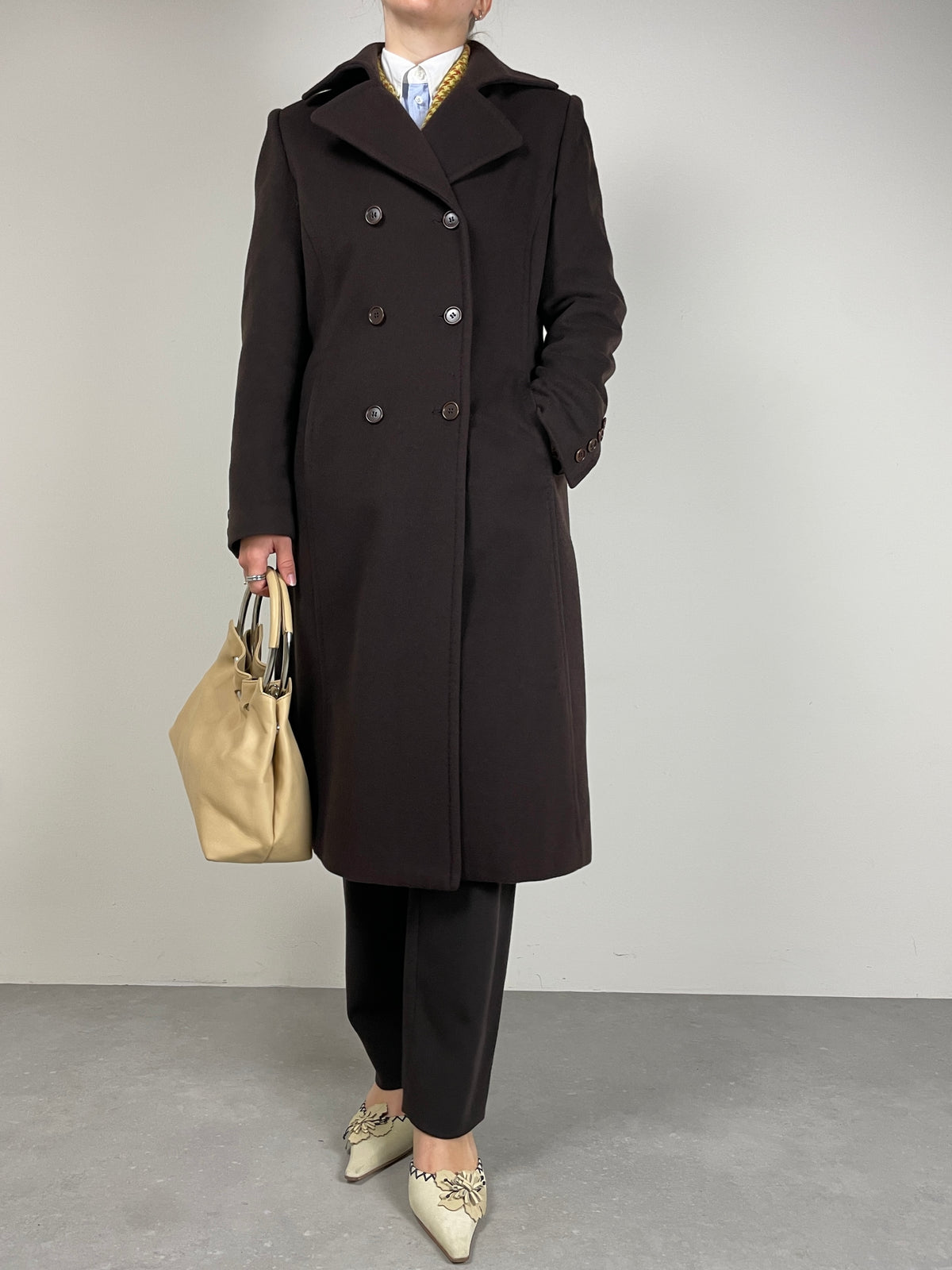 Cappotto a doppiopetto in lana e cashmere