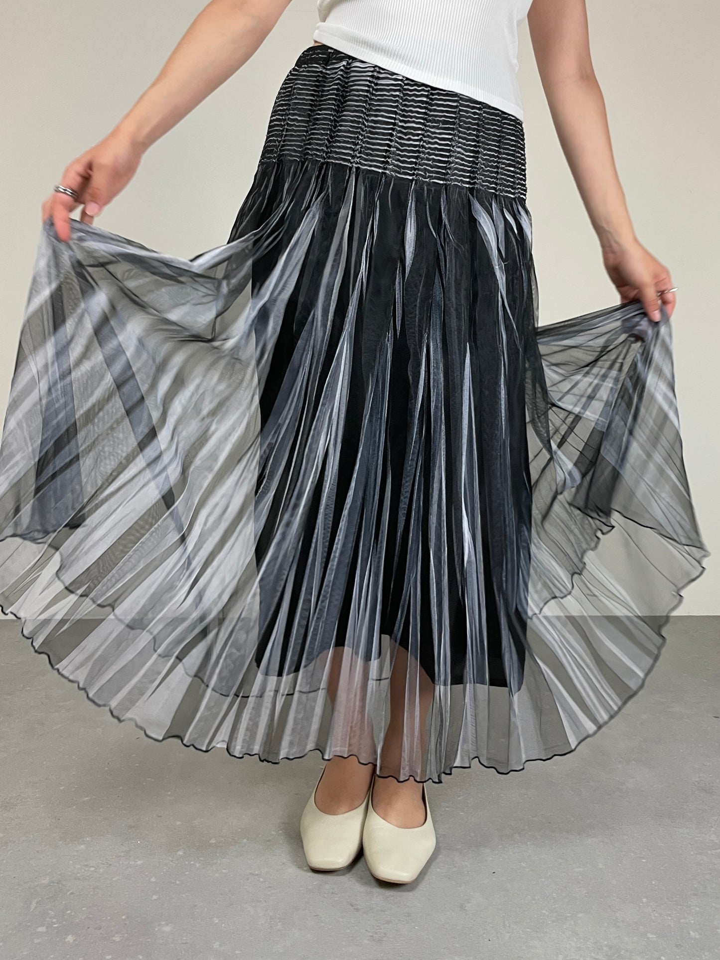 Gonna bicolor in tulle plissettato