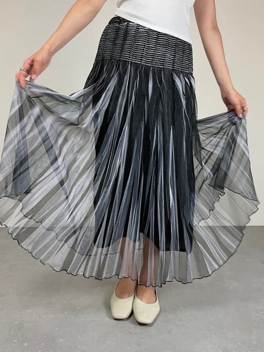 Gonna bicolor in tulle plissettato