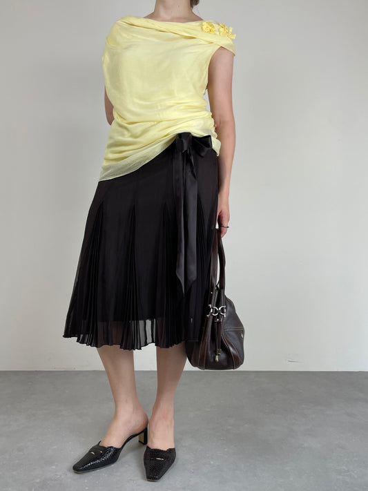 Gonna vintage in seta marrone