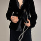 Armani Collezioni blazer in velluto nero con inserto in raso
