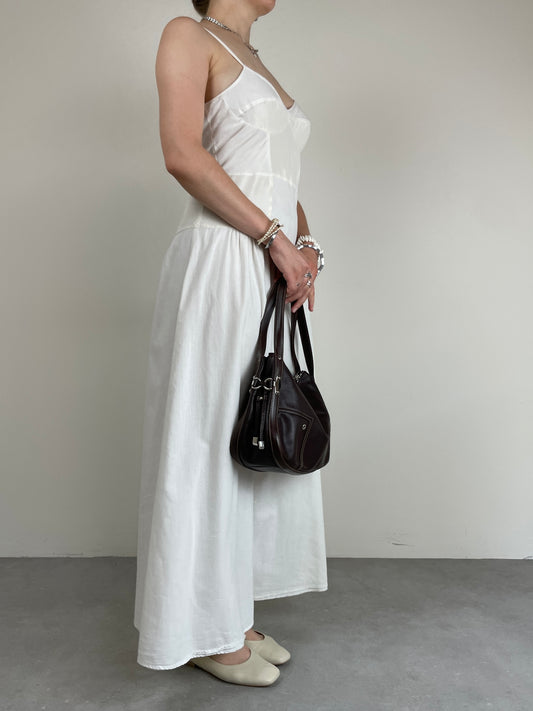 Borsa vintage in vera pelle marrone