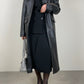 Leather long trench coat