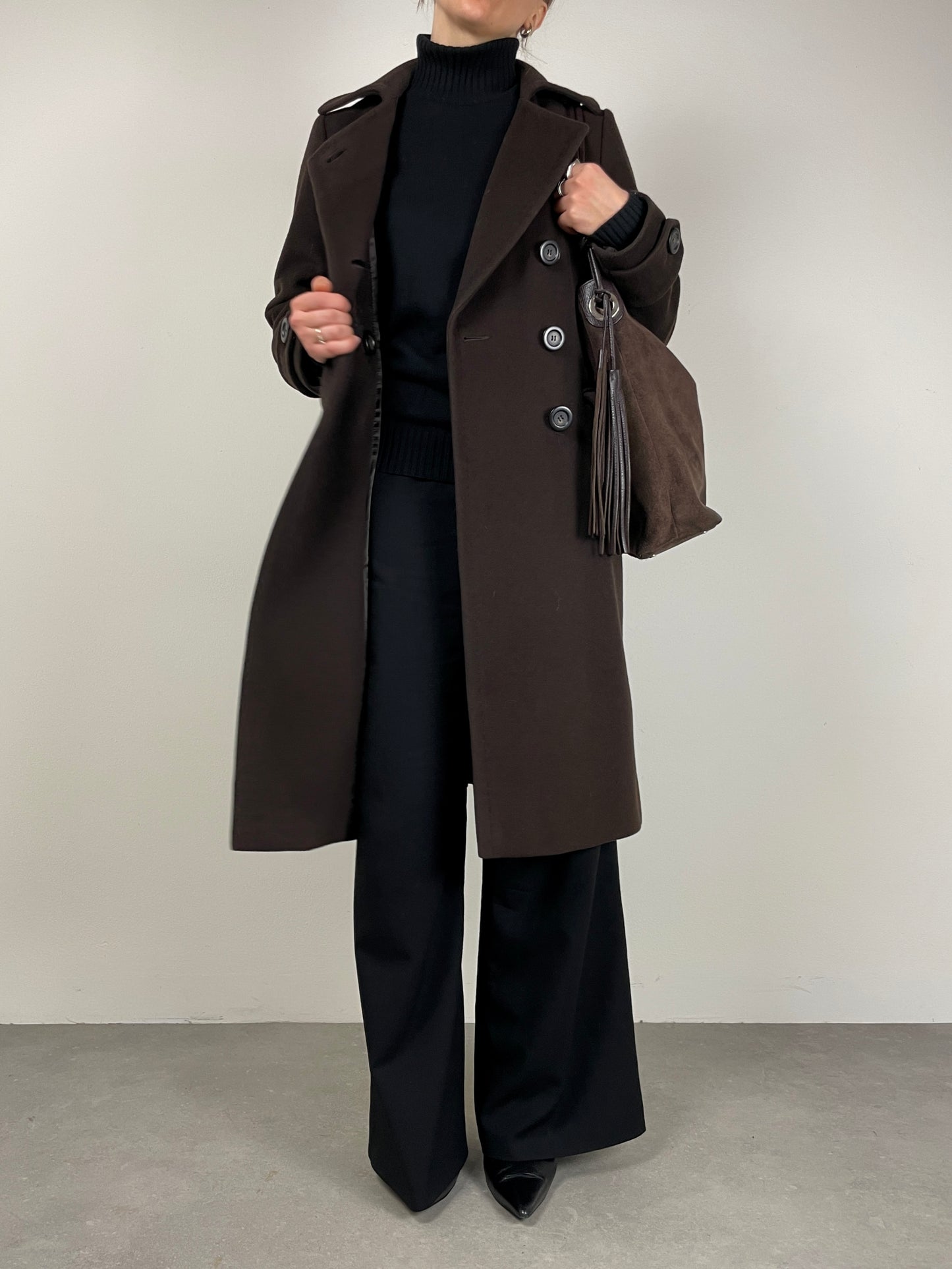 Cappotto in misto lana marrone