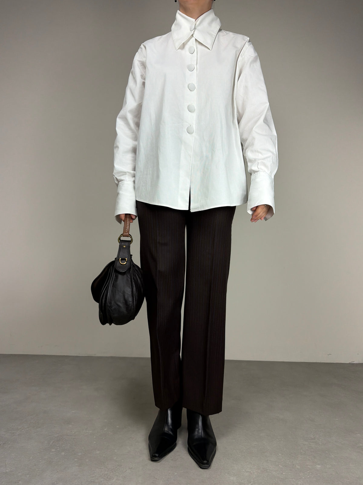 Camicia in cotone con colletto geometrico