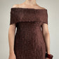 Top vintage marrone effetto crinkle