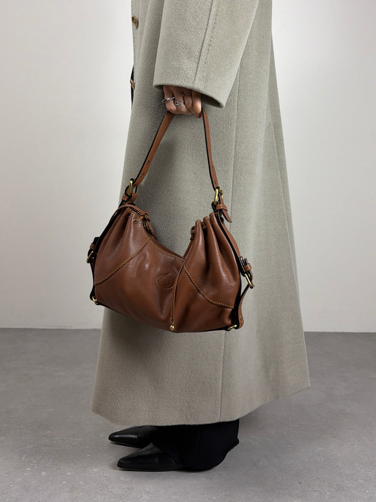 Borsa in vera pelle color cuoio