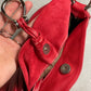 Borsa baguette in vera pelle rossa