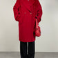 Cappotto rosso in lana, angora e cashmere