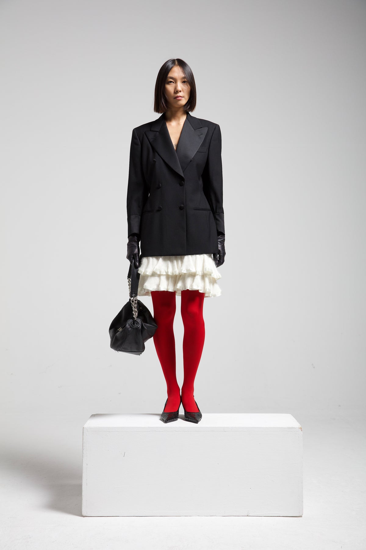 Blazer smoking nero in lana