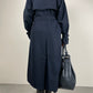 Trench blu con gilet tartan staccabile