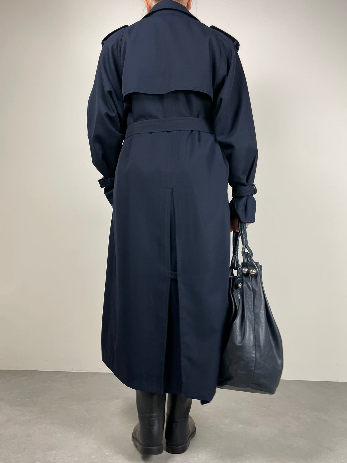 Trench blu con gilet tartan staccabile