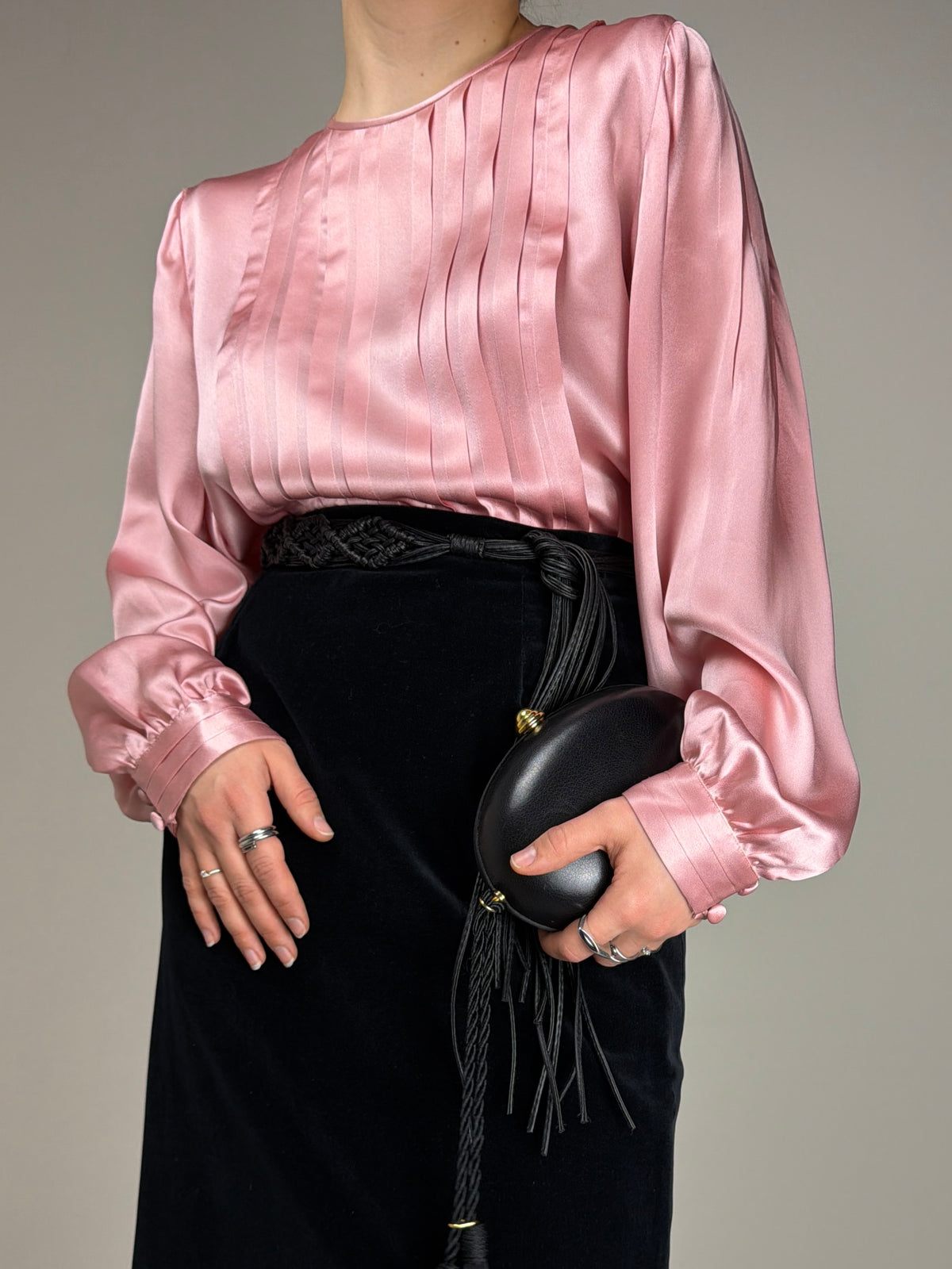 Blusa vintage in pura seta rosa