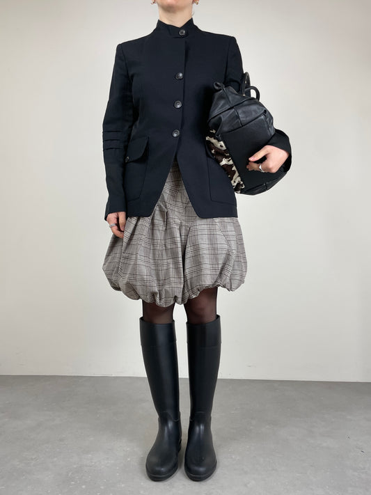 Blazer vintage in lana con colletto alla coreana