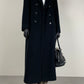 Cappotto lungo doppiopetto in beaver di lana, cashmere e angora